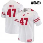 Women's Wisconsin Badgers NCAA #47 Jack Pugh White Authentic Under Armour Stitched College Football Jersey NJ31T04DM